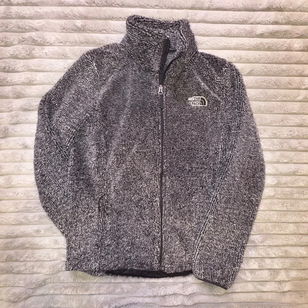 The North Face Jacket Women's Med Osito Fleece Black White  Soft Fuzzy High Pile